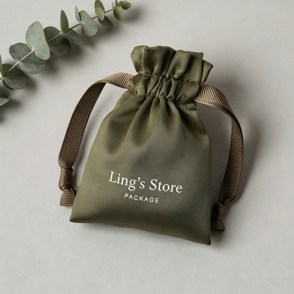100Pcs Personalized Logo Jewelry Packaging Silk Satin Drawstring Bag Wedding Favors Candy Gift Pouch Ring Bracelet Cosmetic Sack