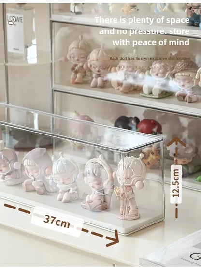 Acrylic Action Figure Display Case Transparent Doll Storage Box Toy Organizer Rack for Collectible Showcase Cabinet