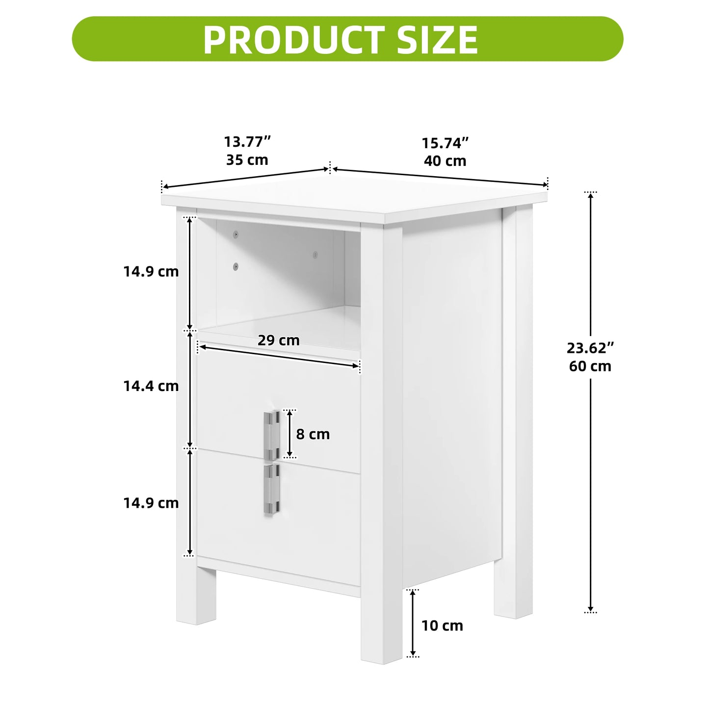 YITAHOME 2 - Piece LED White Bedside Table Set - 2 - Drawer Nightstands with LED Lighting for Bedroom and Living Room