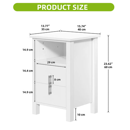 YITAHOME 2 - Piece LED White Bedside Table Set - 2 - Drawer Nightstands with LED Lighting for Bedroom and Living Room