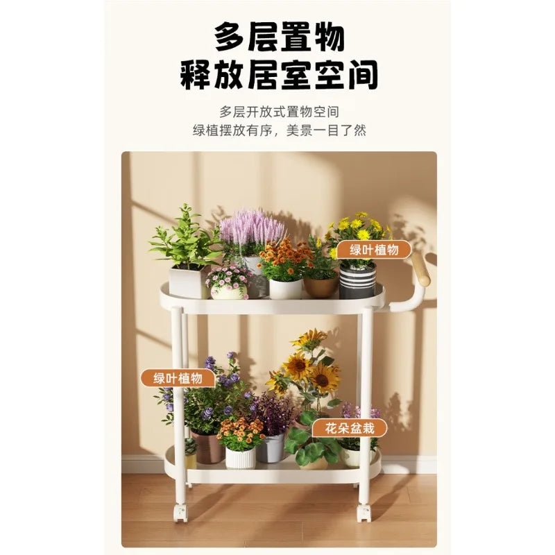 Indoor shelf Simple flower stand Universal wheel Balcony Living room storage rack Various colors Versatile flower stand Shelf