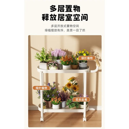 Indoor shelf Simple flower stand Universal wheel Balcony Living room storage rack Various colors Versatile flower stand Shelf