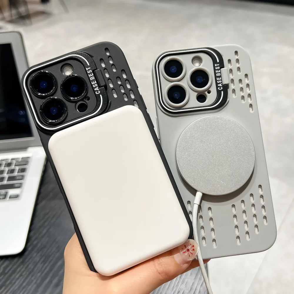 For Luxury Silicone Bumper Magsafe Magnetic Holder Phone Case For iPhone 11 12 13 14 15 Plus 17air Protector On 16 Pro Max Cover