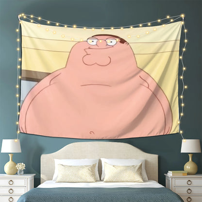 VIKAMA Family Guy Peter Griffin Tapestry Funny Cartoon Character Wall Hanging with Meme Elements for Bedroom Decor