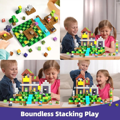 Magnetic Building Blocks Mine World Magnetic Forest Ender Lava  Construction Brick Cube STEM Toy Set Gift for Boy Girl Children
