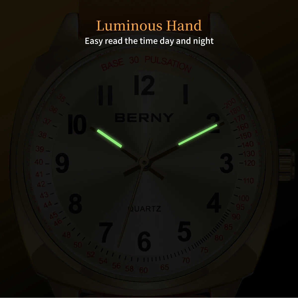 BERNY Women's Watches Nurse Watch Casual Simple Ladies Gold Quartz Watches Luminous Easy Read Waterproof Sport Women Wristwatch
