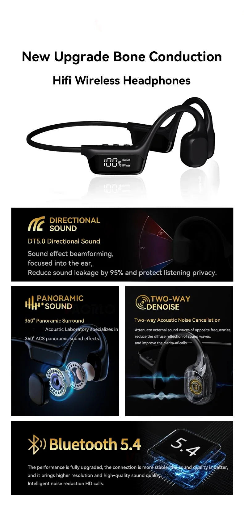 Bezprzewodowe słuchawki z przewodnictwem kostnym Bluetooth 32 GB odtwarzacz MP3 Wodoodporne IPX8 do pływania Sportowe słuchawki HIFI