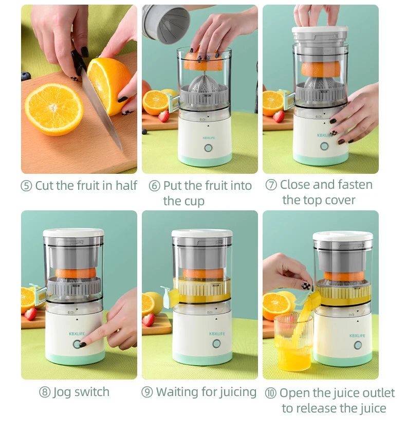 USB Rechargeable Electric Juicer 1PC Wireless Citrus Lemon Orange Juicer Automatic Fresh Fruit Blender for Kitchen