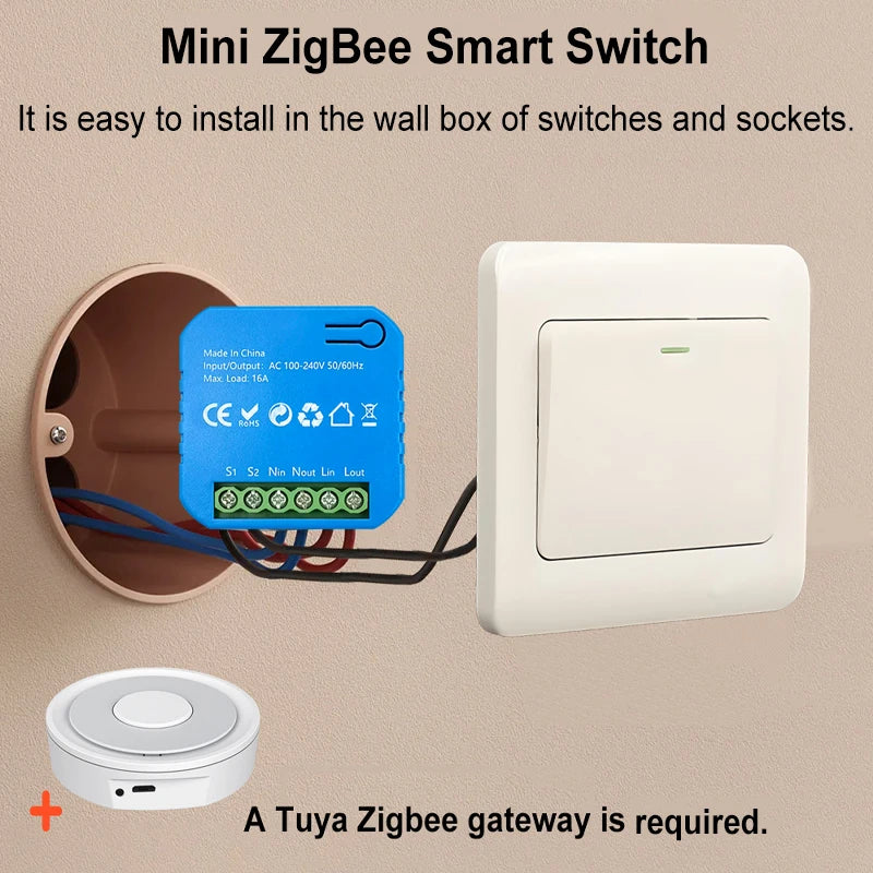 Smart Life ZigBee Switch Module Supports 2 Way Light Control Timing 16A KWh Energy Monitor Works with Tuya Google Home Alexa