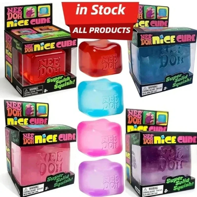Trending Needoh Nice Ice Baby Fidget Cube 4 Pack Super Solid Squish Sensory Toys Non-toxic Squeeze Toys for ADHD and Autism Gift