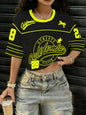 Women's Sports Jersey California 23 Print Short Sleeve T-Shirt Summer Graphic Tee Crop Top Football Jersey Sport T-Shirt