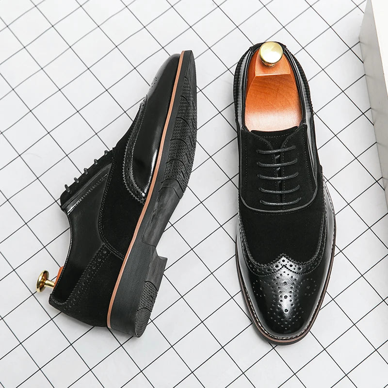 Retro Oxfords Shoes Men Classic Men's Dress Shoes Casual Business Social Brogues Shoes For Wedding