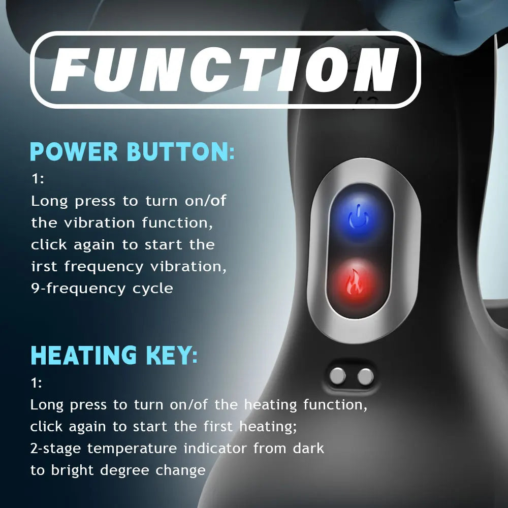 Vibrating Cock Ring Adjustable Heating Penis Ring Vibrator with Testicle & Perineum Stimulator APP Penis Vibrator Male Adult Toy