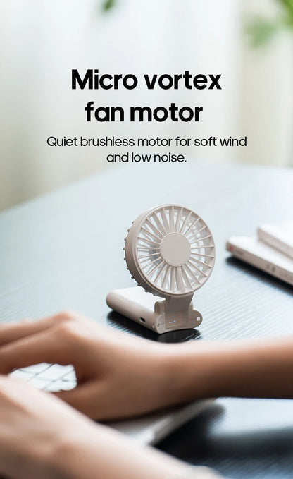 Portable Folding Handheld Fan 1800mAh Desktop Rechargeable Fan 4-speed Wind Angle Adjustable with LED Display for Outdoor Travel