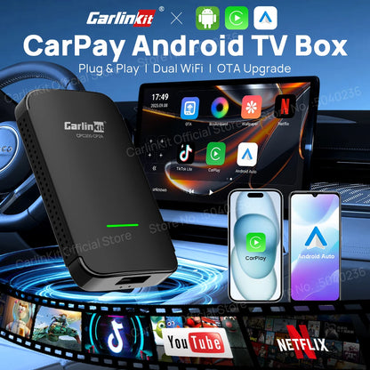 CarlinKit 4.0 CP2A Pro 3-In-1 Android TV Box CarPlay Ai Box Support Netflix YouTube Wireless CarPlay &Android Auto Smart Car Box