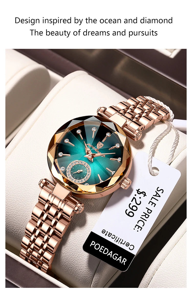 POEDAGAR Elegant Ladies Wristwatch Waterproof Stainless Steel Luxury Watch for Woman High Quality Fashion Women's Quartz Watches