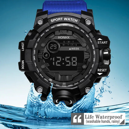 Y12 Men's Watches Big Dial LED Digital Watch Multifunction Men Sports Watch Alarm Clock Stopwatch Fitness Electronic Wristwatch