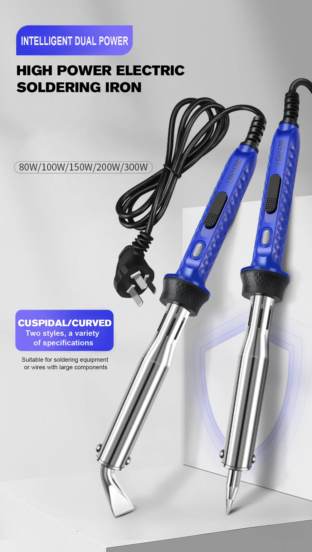 Intelligent High-Power Electric Soldering Iron 80W/300W Fast Heating  Alloy Solder Electric Soldering Iron