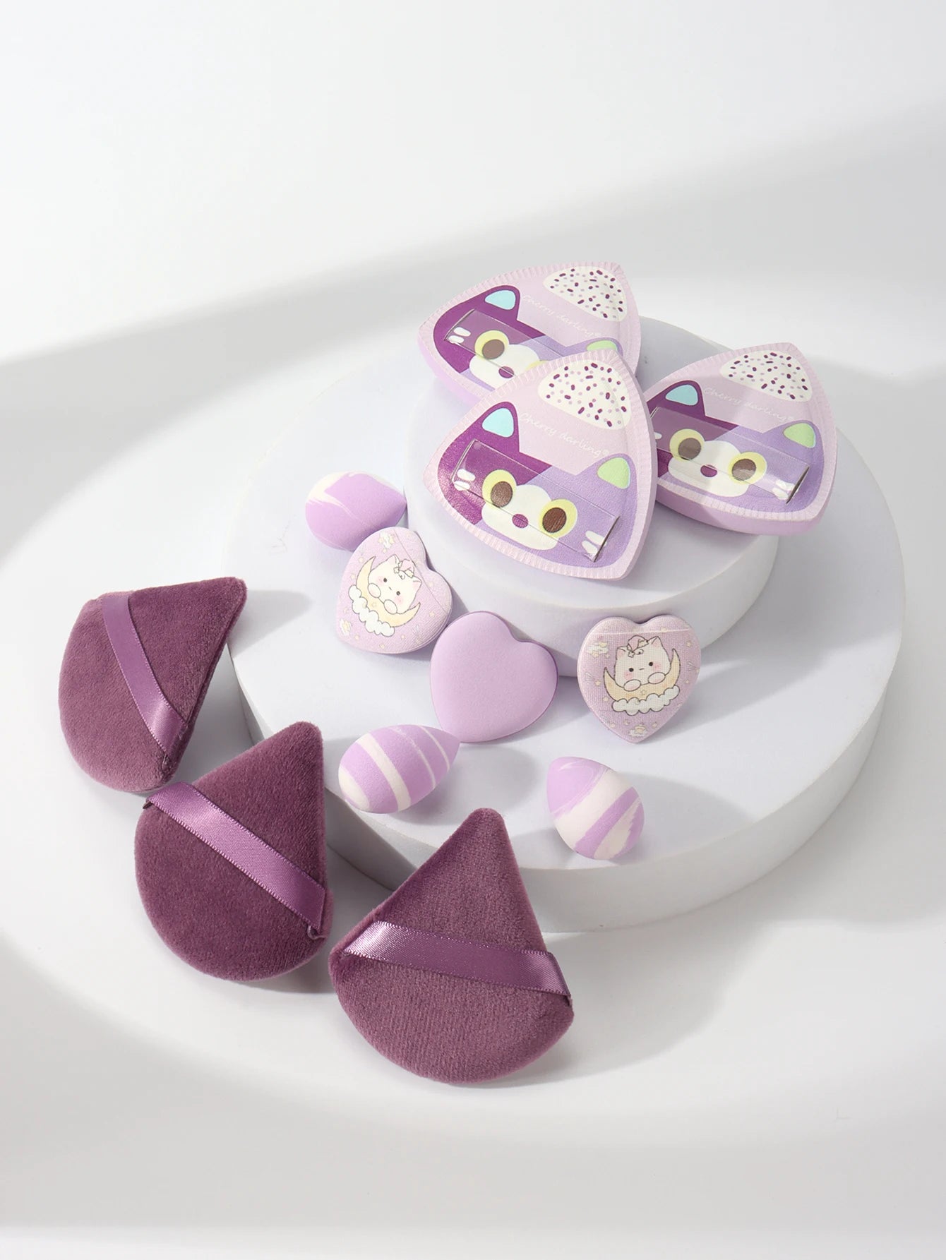 Rice Ball Cat 12-Piece Set, Expands When Exposed to Water, Dual-Use for Wet and Dry, Makeup Sponge Suitable for All Skin Types