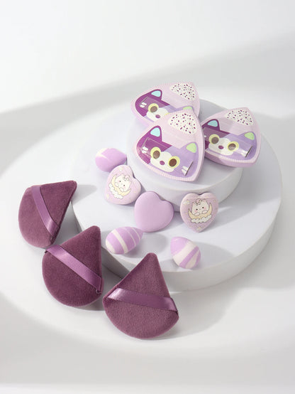 Rice Ball Cat 12-Piece Set, Expands When Exposed to Water, Dual-Use for Wet and Dry, Makeup Sponge Suitable for All Skin Types