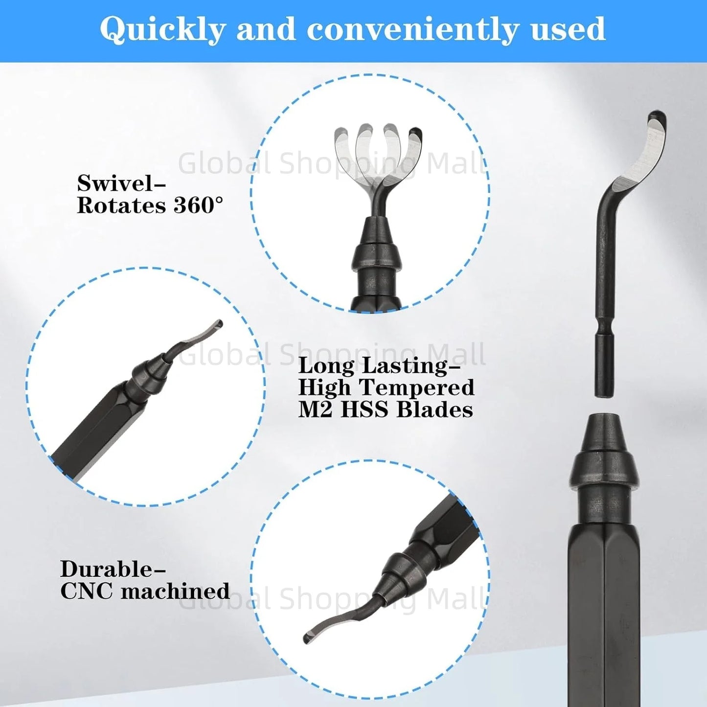 RB1000 Handle Burr Deburring Remover Cutting Tool With 10 Pcs Rotary Deburr Blade Professional Deburring Tool Kit