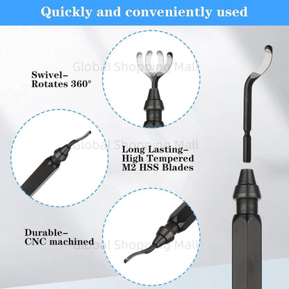 RB1000 Handle Burr Deburring Remover Cutting Tool With 10 Pcs Rotary Deburr Blade Professional Deburring Tool Kit