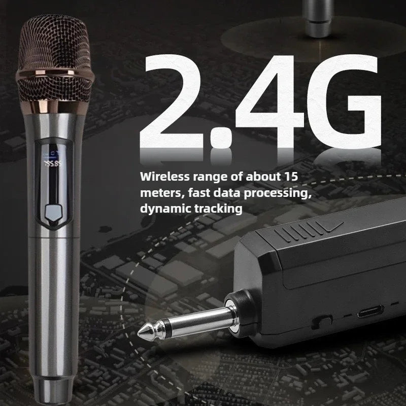 108 One to Two Professional Portable Wireless 2.4g Microphone Dynamic LED Display Noise Cancelling Outdoor Stage Singing Karaoke