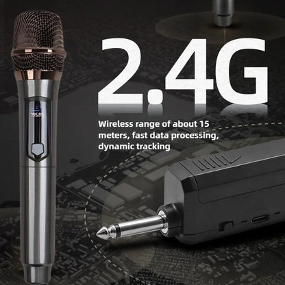 108 One to Two Professional Portable Wireless 2.4g Microphone Dynamic LED Display Noise Cancelling Outdoor Stage Singing Karaoke