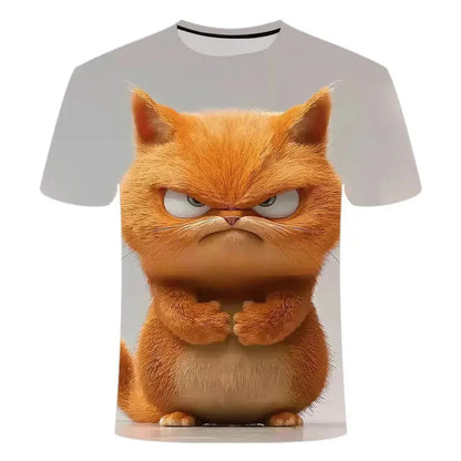 Men T-shirt Outdoor Street Cute Short-sleeved Boy Clothing Summer Top Fun Animal Cat 3D Printed Sports Quick-drying Breathable