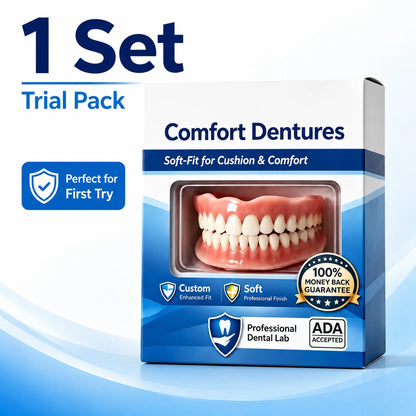 Full Mouth Silicone Dentures Upper And Lower Fake Teeth Natural Looking Comfortable Fit Removable False Teeth For Daily Wear
