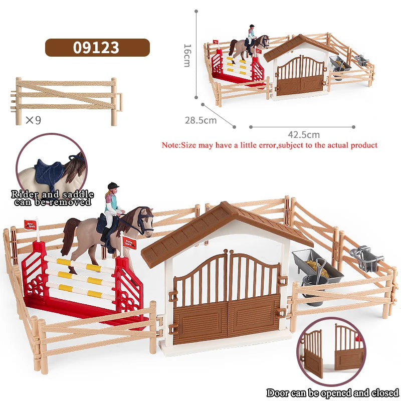 Oenux Farm Horse Race Model Action Figures DIY Equestrianism Horseman Animals Figurine Cute Education Collection Kids Toy Gift