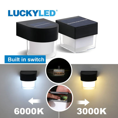 LUCKYLED Solar Outdoor Wall Light Waterproof LED Facade Wall Lamp 4W Wireless Street Porch Garden Lighting