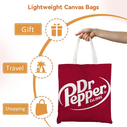 Classic Red Drink D-Dr P-PePper Storage Bags Canvas Double-Sided Print Fashion Shoulder Tote Shopping Bag Gift Eco Handbags