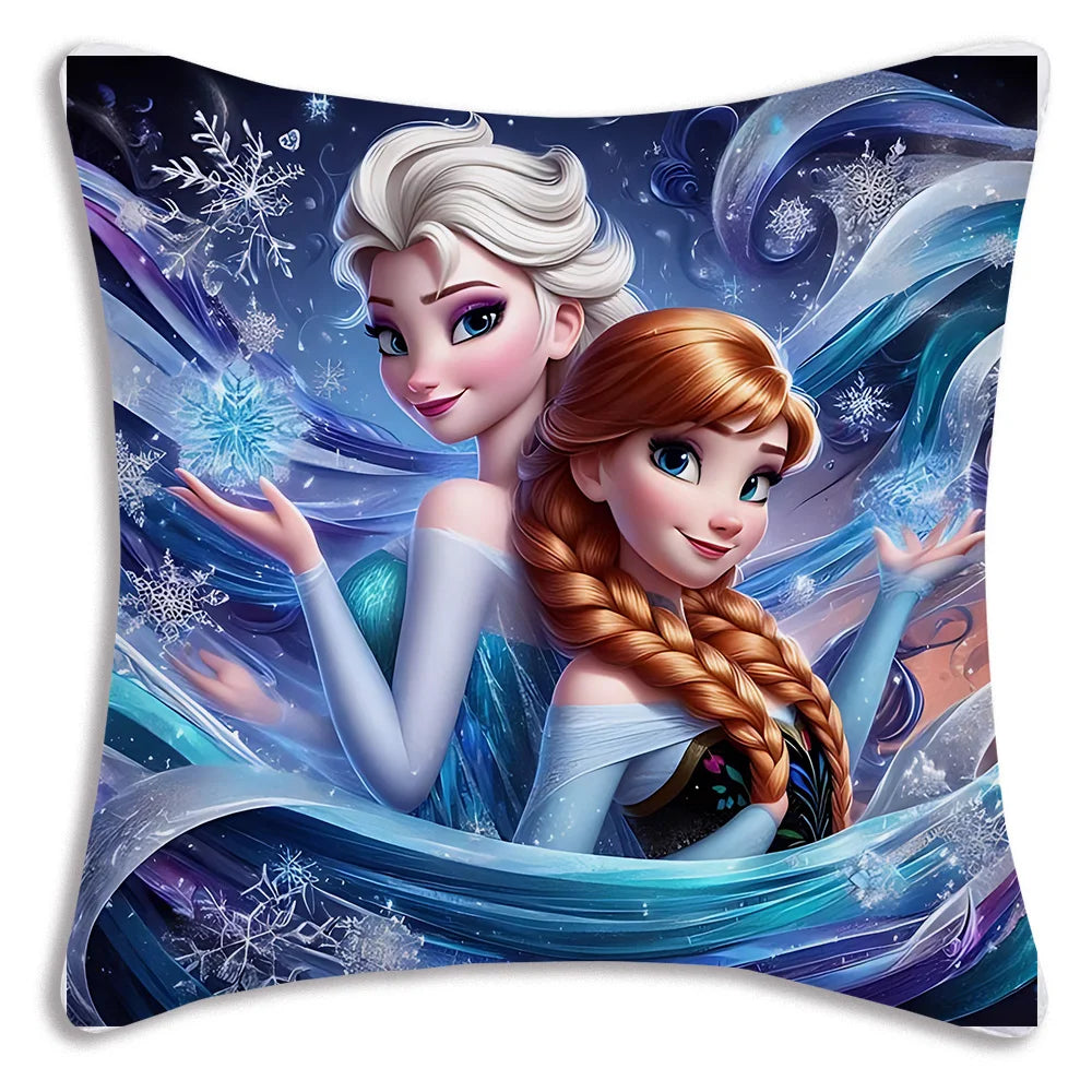 Cute Cartoon Frozens Elsas Pillow Covers Cartoon Sofa Decorative Home Double-sided Printing Short Plush Cute Cushion Cover