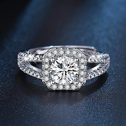 925 Sterling Silver Classic Ring for Women four claw jewelry simple diamond ring imitation diamond women's ring