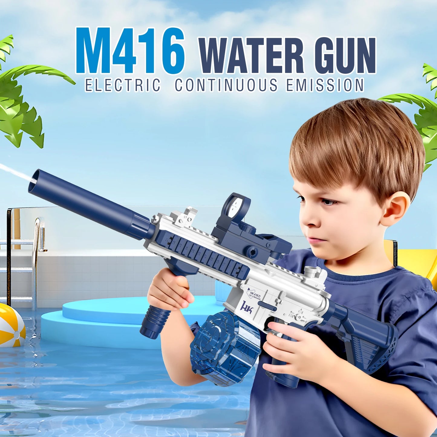 M416 Water Gun Fully Automatic Shooting Toy Summer M416 Water Gun Battle Beach Outdoor Entertainment Children's and Adult Toys