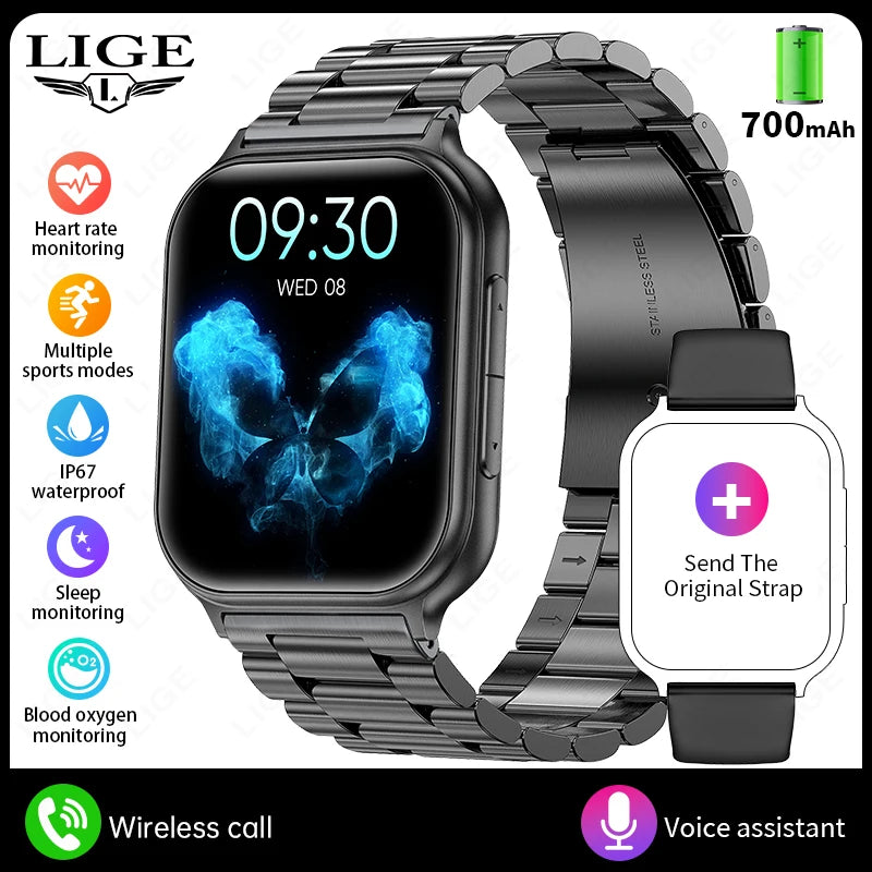 1.83" Smart Watch Sleep Heart Rate Monitor BT Call Messages Notifications Sports Fitness Tracker Watch for Women Men Android iOS