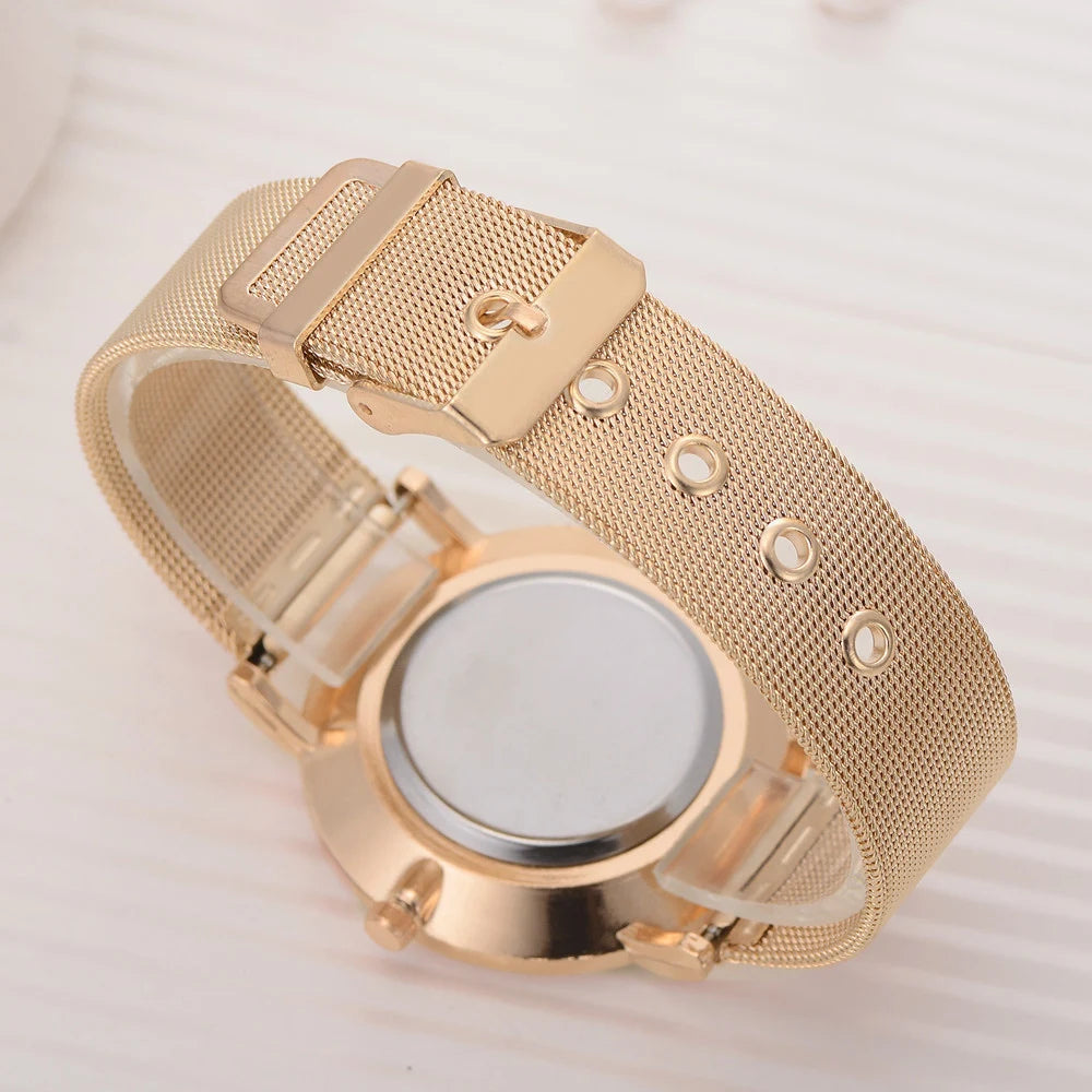 Ultra-thin Fashion Watch Women Luxury Metal Mesh Belt Ladies Quartz Wristwatches Minimalist Elegant Woman Watches reloj mujer