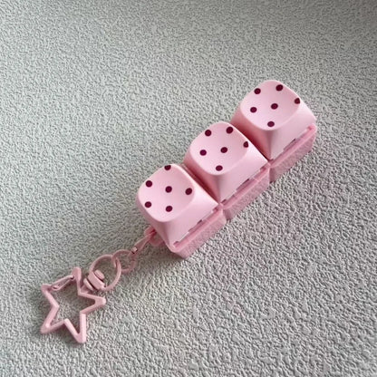 Button Keycap Fidget Keychain 3/4/6/9 Keys Stress Relief Keycap Fidget Toy Polka Dot Pattern with Lights Bag Pendants