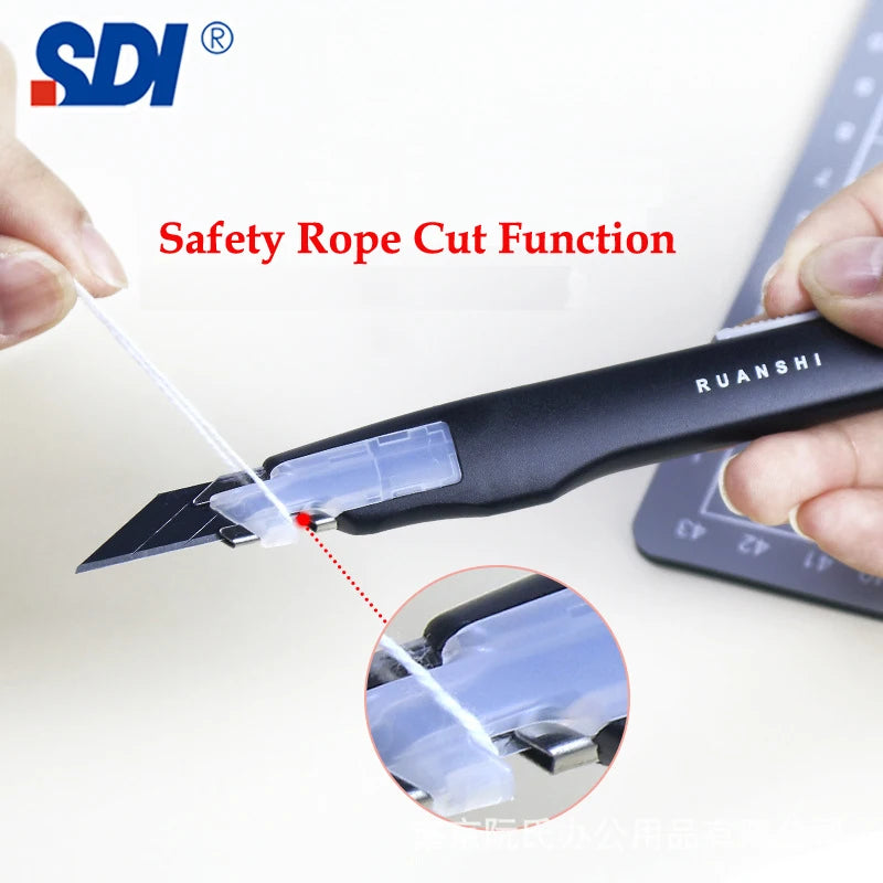 SDI 9mm Anti-Shaking Utility Knife 30-Degree Angle Sharp Black Steel Blades Box Cutter Auto Lock Professional Craft DIY Opener