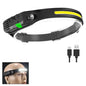 COB LED Headlamp Induction Head Lamp Built-in Battery USB Rechargeable Head Flashlight Outdoor Camping Fishing Sensor Headlight