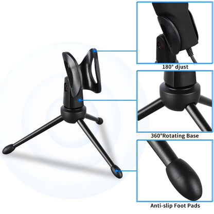 USB Computer Microphone, Condenser PC Mic for Podcasting, Streaming, Vocal Recording, Compatible with PC & Laptop, PS4/5