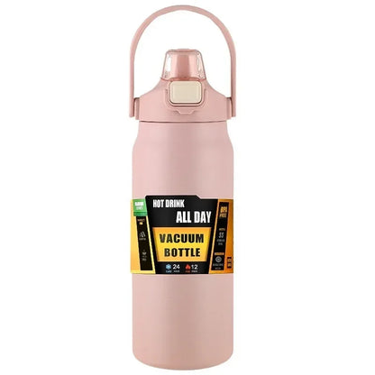 304 Stainless Steel Vacuum Thermos, Portable Outdoor Sports Water Bottle with Straw Cold Hot