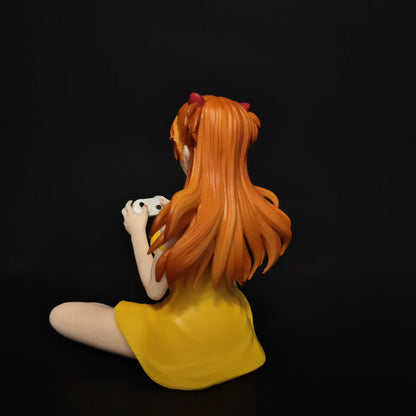 11cm Gaming Ver Figure EVA Kawaii Girl Yellow Dress Sitting Pose Anime Action Figurine Collectible Model Doll Birthday Gift