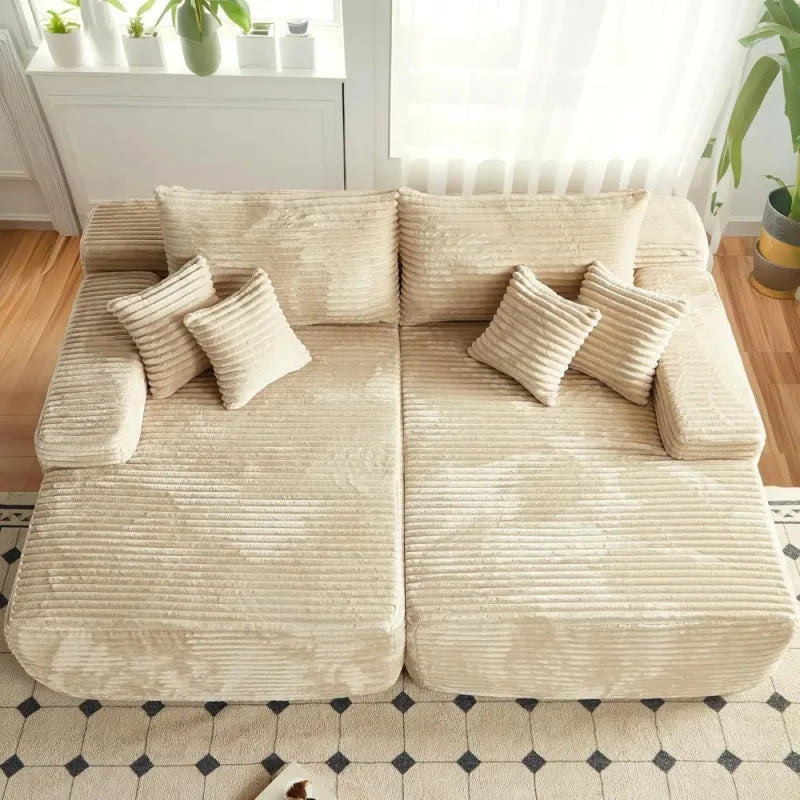#Oversized Chaise Lounge Sectional Set Upholstered Cloud Lounge Couch Magic Boneless Sofa Bed With Ottoman Apartment Hotel
