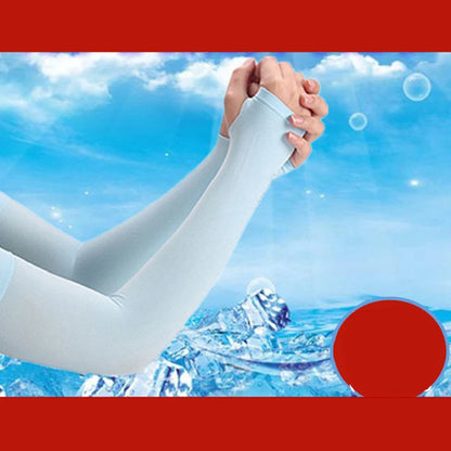 Invisible Sunscreen Seamless Ice Sleeves UPF50+ Cooling Silk Fabric UV Protection Arm Covers For Outdoor Sports Driving