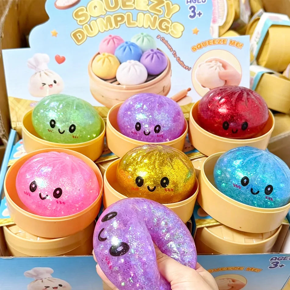 Glitter dumpling squishies Glitter Dumpling Squishy with Box Dumplings Sensory Dumpling Pressure Toy for Stress Relief