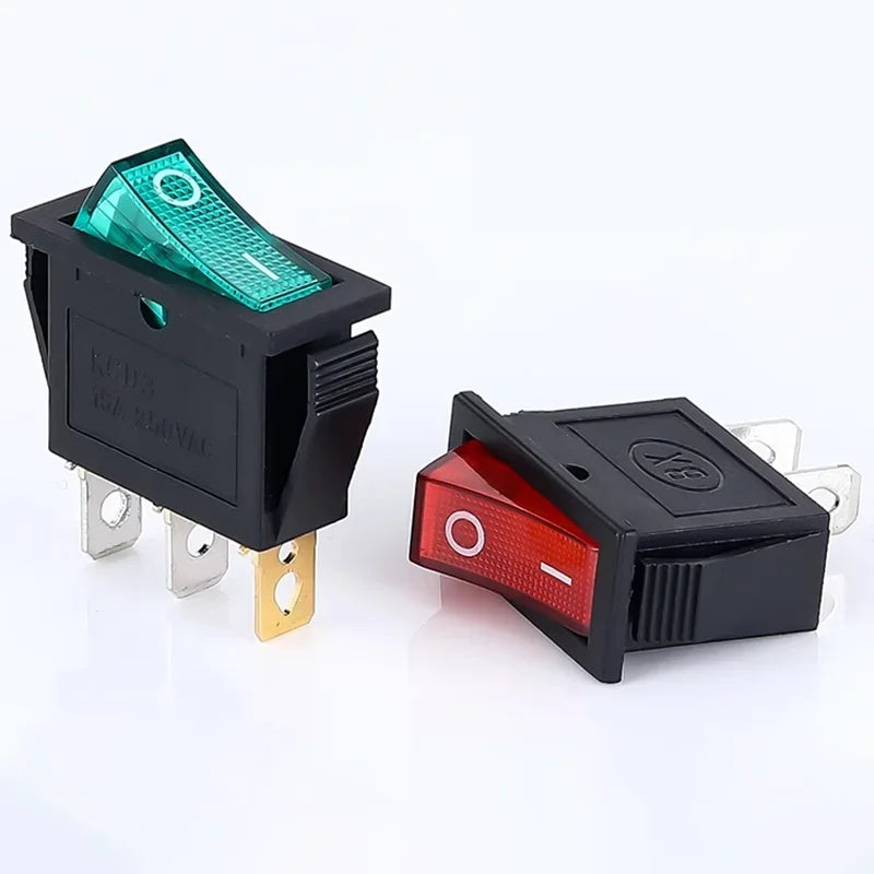 5/20PCS KCD3 Rocker Switch ON-OFF ON-OFF-ON 2 Position 3Pins Electrical Equipment with Light Power Switch 16A 250V / 20A 125V AC