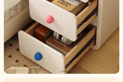 Cute Solid Wood Children's Nightstands for Children Furniture Dormitory Storage Bedside Tables Narrow Kid's Storage Cabinet