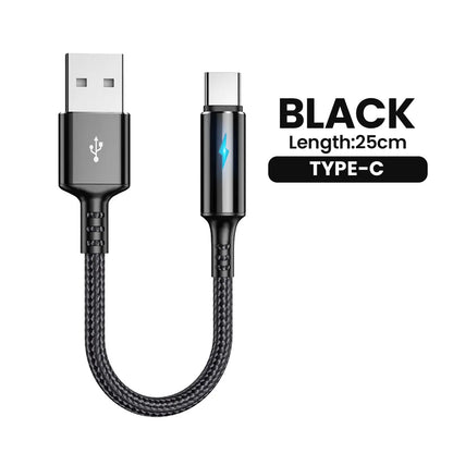 25cm Short Cable USB Type C Cable USB A To Micro USB 3A Fast Charging Cable For iPhone Xiaomi Huawei Mobile Phone Data Charger
